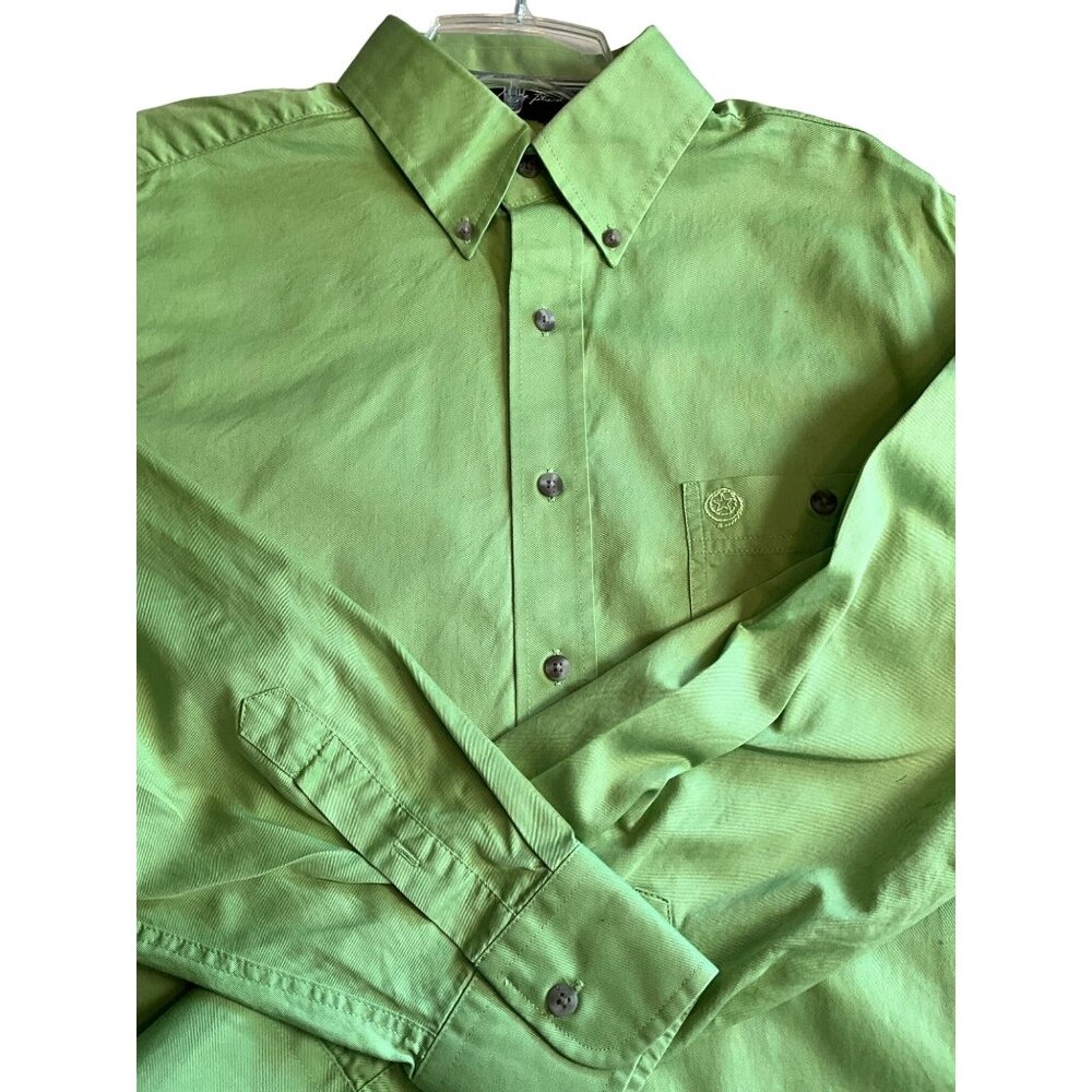 George Strait Wrangler Apple‎ Green Long Sleeve Button Up Shirt Large